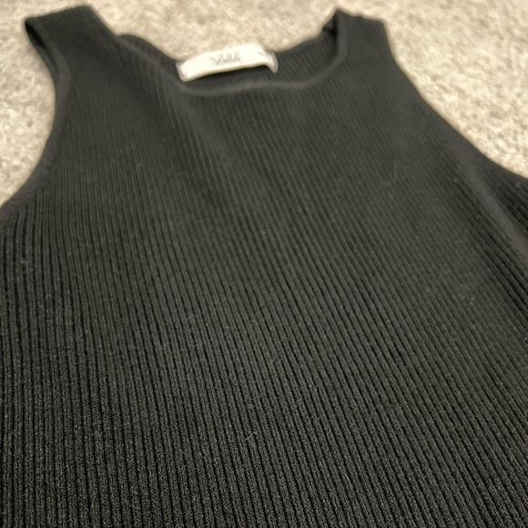 Womens S/M black bodycon ribbed midi dress - Picture 4 of 4